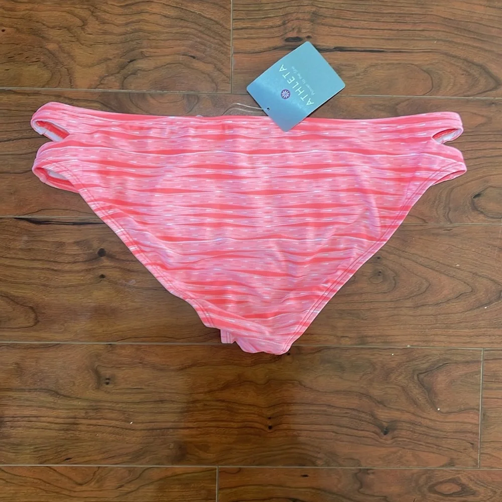 COPY - NWT Athleta Pink and White Ariel Cut Out Emor Swimsuit Bikini Bottoms